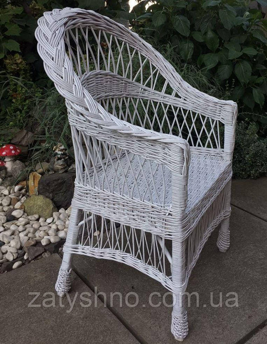 Крісло зручне біле плетене Київ - фото 5