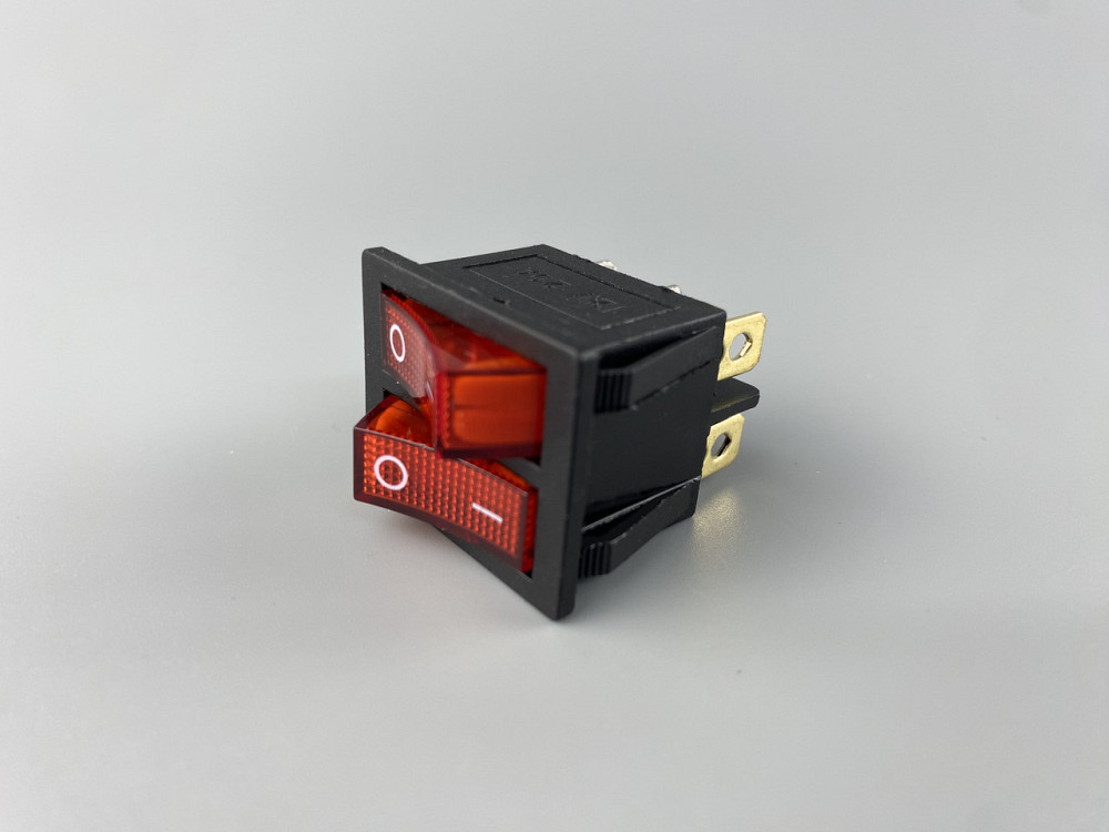 Перемикач червоний дві клавіші, ON-OFF, з LED-підсвіткою 12 V, 21.5 ммх26 мм, 6 ніжки Мукачево - фото 6