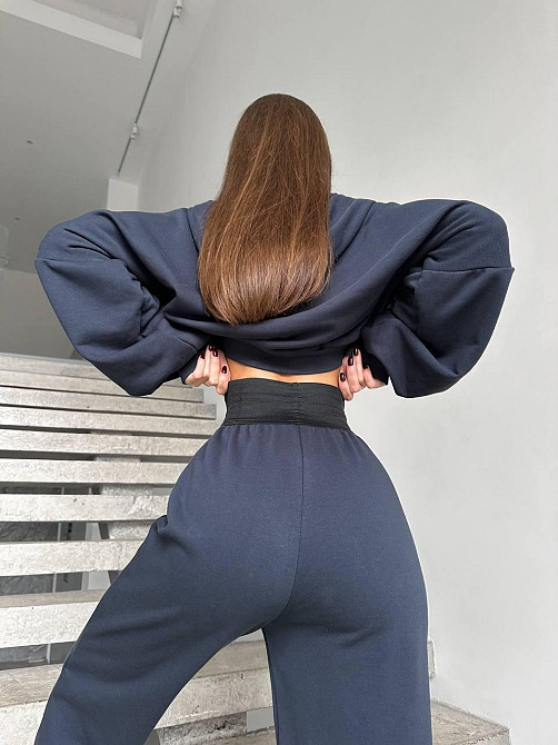 Жіночий прогулянковий костюм двійка: кофта на блискавці і штани турецька петля + рібана Одеса - фото 3