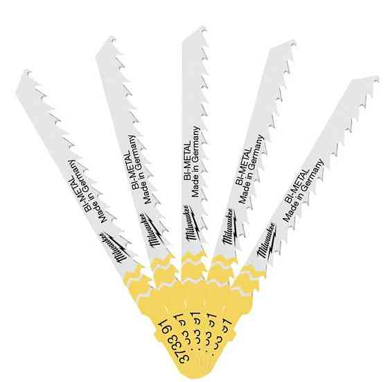 Полотна для лобзика T144DF Bi-Metal MILWAUKEE, 75мм/ крок зубу 4,0мм, (5шт), (деревина, швидкий різ) Одеса