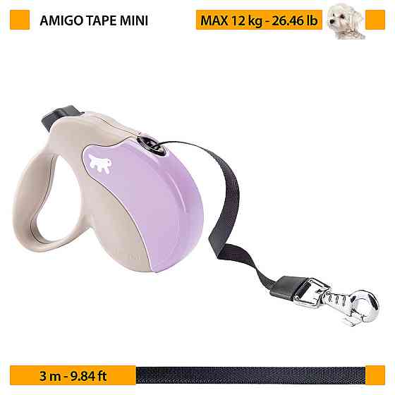 Поводир - рулетка для собак з стрічками Ferplast Amigo Tape (Ферпласт Аміго Тейп) 12 х 3 h 10 см - MINI, Червоний Запоріжжя