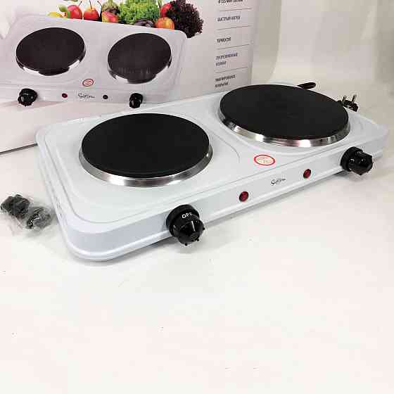 Плита побутова двоконфорочна Suntera DP-1935B, 2500W белая, Плита настільна емальована WQ-23 Івано-Франківськ