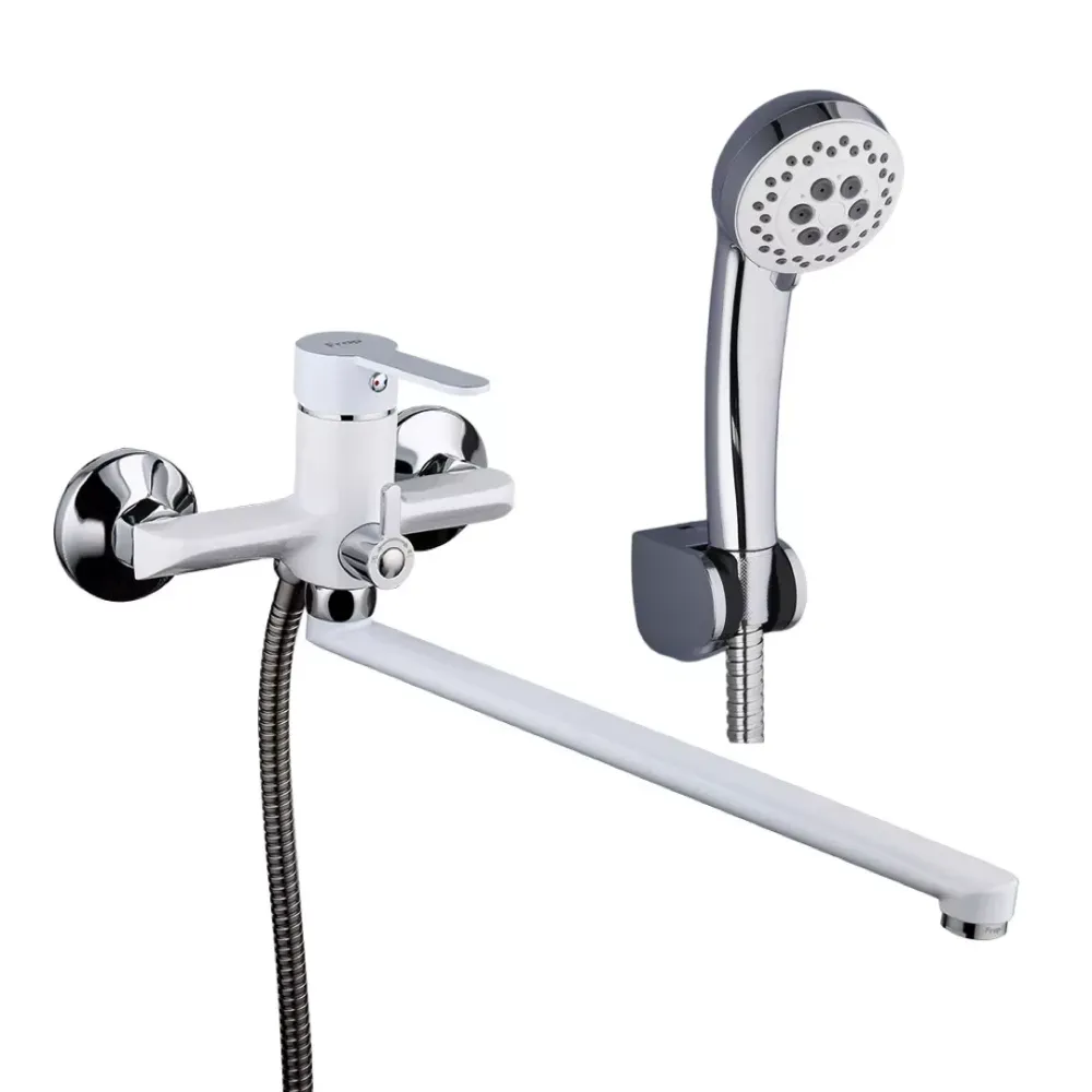 Змішувач для ванни з душовим гарнітуром Frap F2241 білий/хром Київ - фото 1