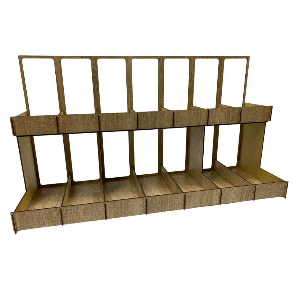 Полка для специй деревянная, органайзер под банки на 14 секций, стеллаж двухъярусный, куххоный для хранения Каменец-Подольский - изображение 7