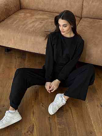 Жіночий спортивний костюм із широкими штанами Чорний M/L Харків