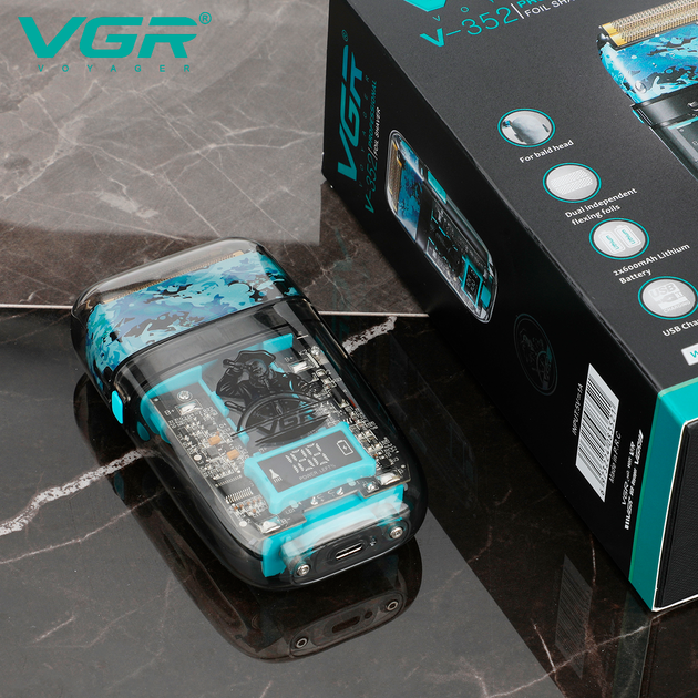 Электробритва аккумуляторная шейвер VGR V-352 IPX5 с двойным лезвием + LCD дорожная сумка Винница - изображение 7