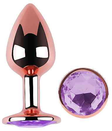 Анальная пробка с кристаллом EGZO - Rose Gold Round Plug Amethyst size S Sex Aura Киев