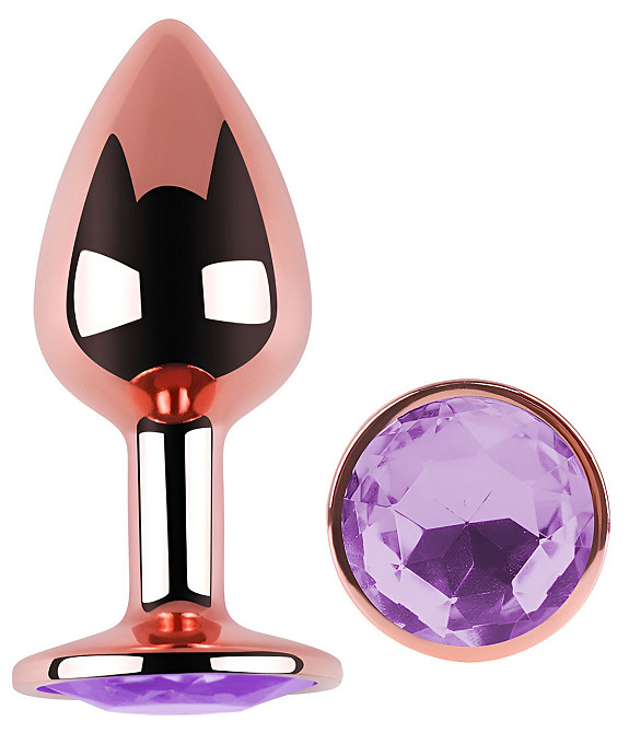 Анальна пробка з кристалом EGZO - Rose Gold Round Plug Amethyst size S Sex Aura Київ - фото 2