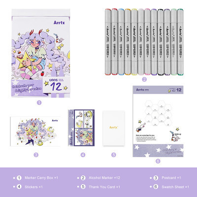 Художественный маркер Arrtx спиртовые Oros ASM-03-ACS1-02 12 цветов (LC302789) Винница - изображение 8