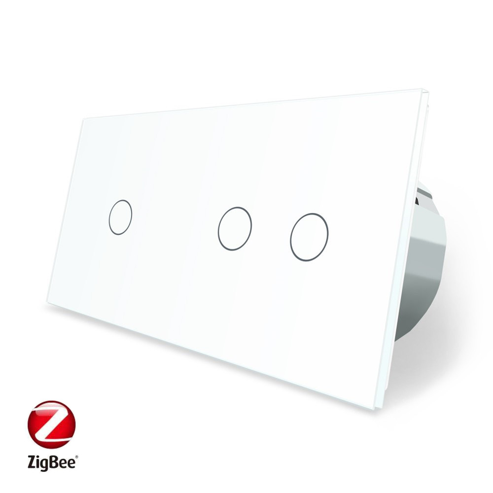 LIVOLO Розумний сенсорний ZigBee вимикач 3 сенсора (1-2) Livolo білий скло (VL-C701Z/C702Z-11) Коломыя - изображение 1