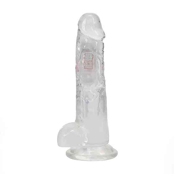 Фаллоимитатор с вибро LED Vibrating Straight Cock with Balls - 20 cm - Transparent Sex Aura Киев