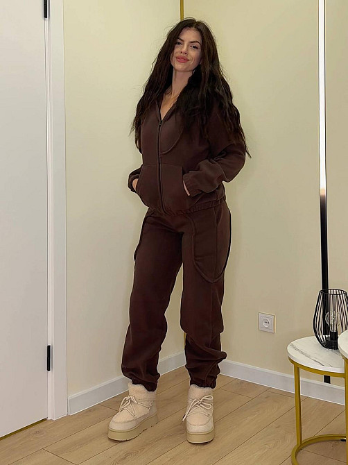 Женский теплый костюм двойка: худи и штаны двусторонний полар флис Одесса - изображение 2