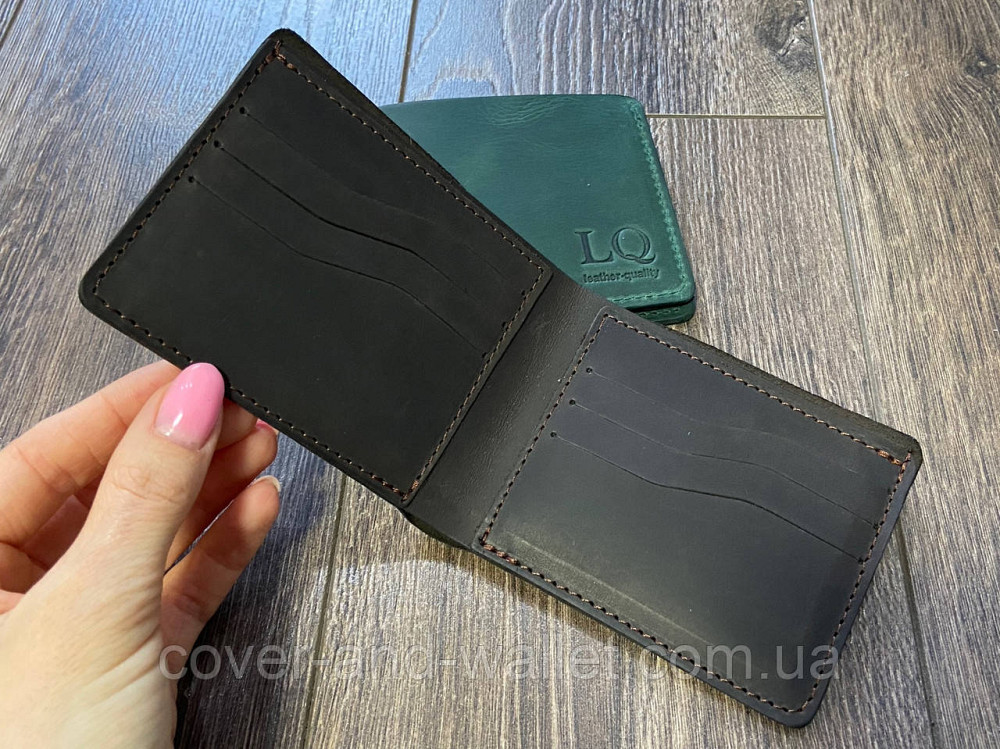 Тонкий коричневий гаманець без монетниці Grande Pelle Onda Київ - фото 2