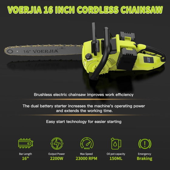 Аккумуляторная бесщеточная бензопила VOERJIA 16
