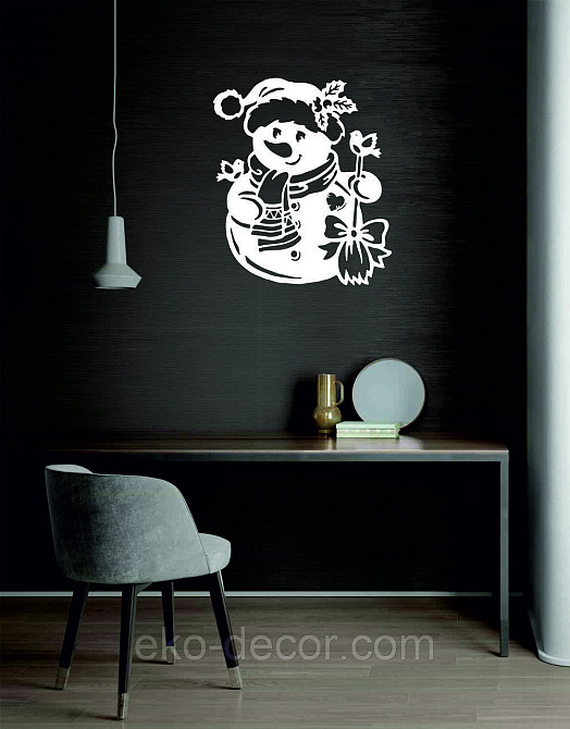 Декоративное настенное Панно «Снеговик», Декор на стену 50*43 см, Белый Киев - изображение 3