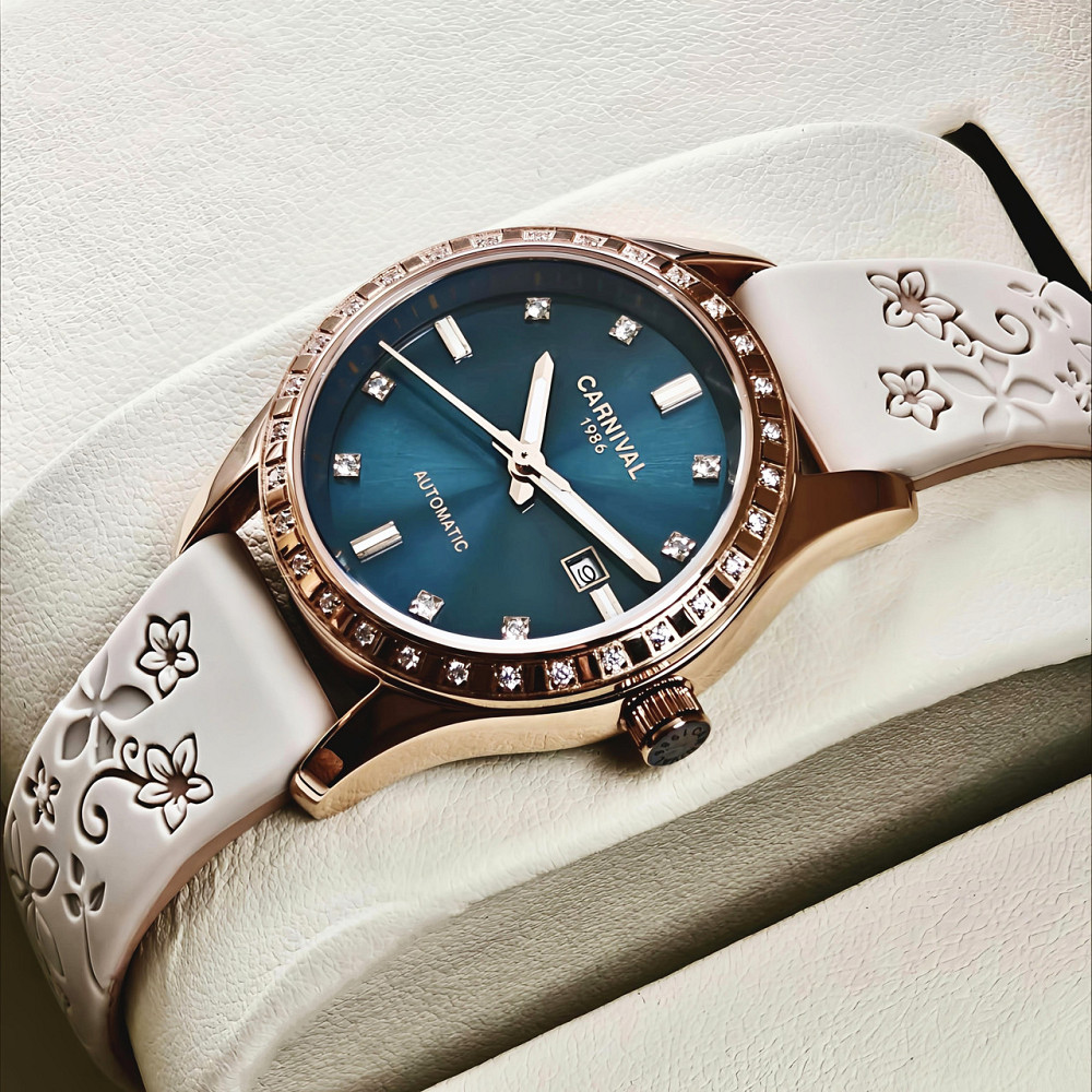 Годинник жіночий наручний механічний Carnival Maldives Beige Flower (2 ремінці) Вінниця - фото 16