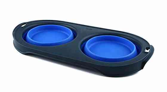 Подвійна складана миска для собак і котів Dexas Collapsible Pet Feeder (Дексас Пет Фідер) 44х22х3 см — 1200 мл, Синій Запоріжжя