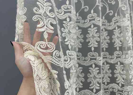 Тюль фатин с вышивкой Корд Цвет молочный 1854т Киев