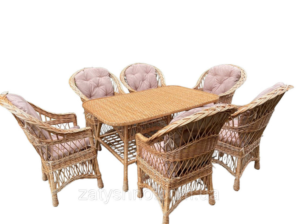 Плетені меблі з великим столом та 6 кріслами Київ - фото 5