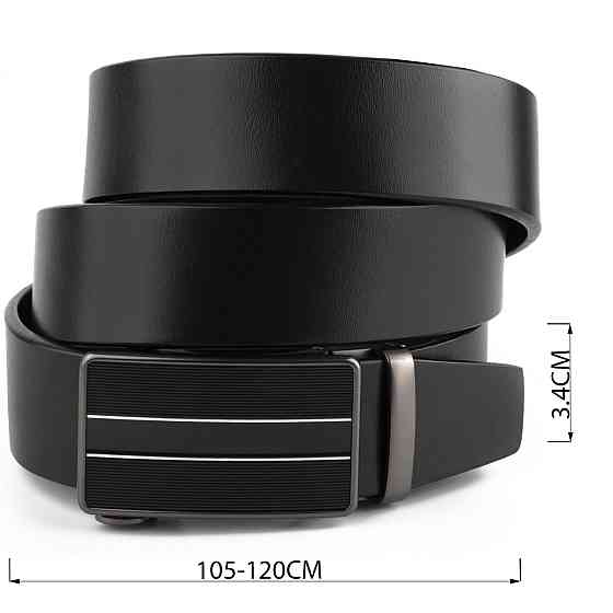 Ремінь чоловічий з автоматичною пряжкою і смужками Vintage 20330 Чорний Київ