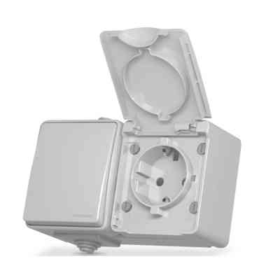 Розетка Videx BINERA IP65 зовнішня 1ая із заземленням (VF-BNW3-G) Вінниця