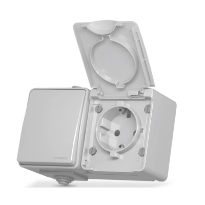 Розетка Videx BINERA IP65 зовнішня 1ая із заземленням (VF-BNW3-G) Вінниця - фото 1