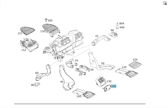 Mercedes-Benz  A2118300052 7217 Регулювання заслінок обдування в підлокітнику ззаду сіра CLS C219 E-class W211 E-class S211 Одеса