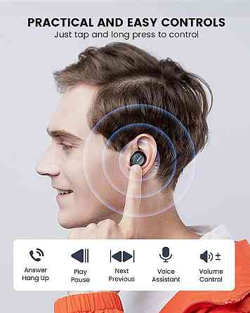 Бездротові навушники MIATONE Austin Bluetooth 5.1 з прогумованим покриттям та автономністю до 40 годин Матовий чорний Київ