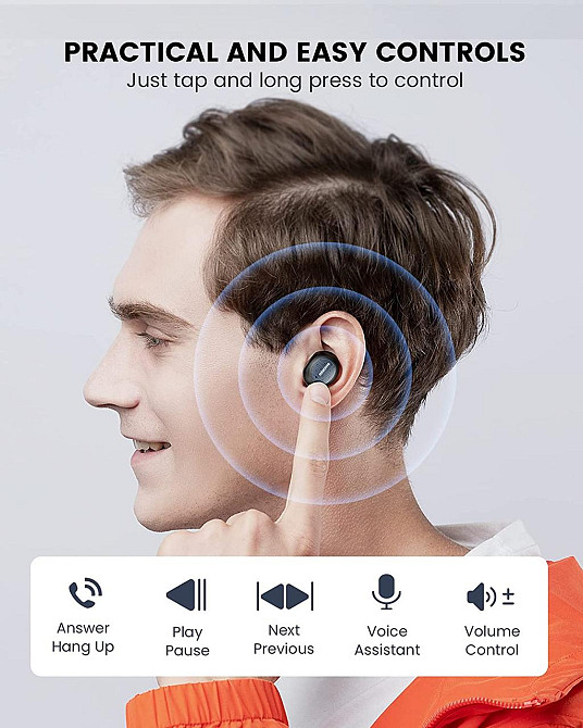 Бездротові навушники MIATONE Austin Bluetooth 5.1 з прогумованим покриттям та автономністю до 40 годин Матовий чорний Київ - фото 6