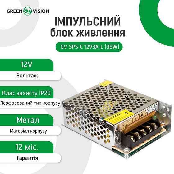 Імпульсний блок живлення GV-SPS-C 12V3A-L (36W) Київ