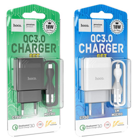СЗУ Мережева Зарядна Устрій Hoco C72Q / MicroUSB 3.0A Дніпро