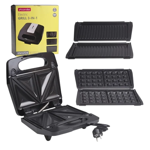 Електричний гриль 3в1 800W зі знімними пластинами 6724 KAMILLE Житомир - фото 3