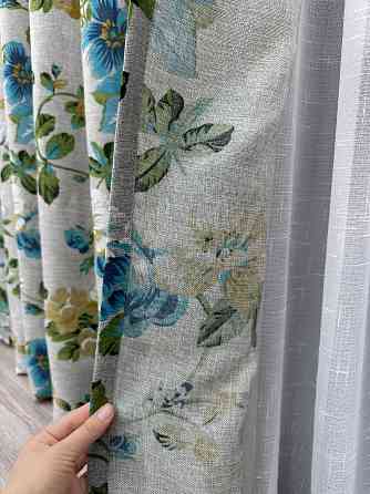 Комплект штор VR-Textil Лен Прованс 150х270 2шт и Тюль 600х270 2082ш-115т Разноцветный с белым 71-217/5 Киев