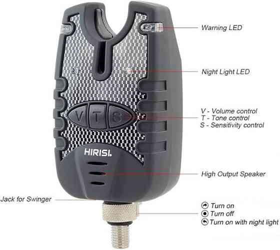 Набір Hirisi для риболовлі — 3 електронні сигналізатори клювання та 3 свінгери на ланцюжку в кейсі Київ