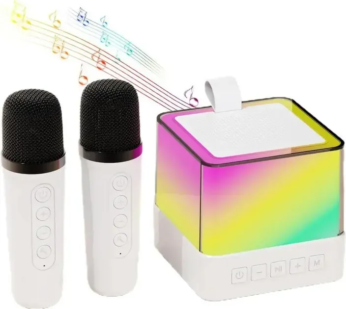 Портативная Bluetooth колонка K18 с LED подсветкой 2 микрофона белый Коломыя - изображение 1