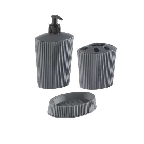 Набір для ванної кімнати 3в1 (мильниця, підставка, диспенсер) сірий Line OZER-CZ-014 ELIF Житомир - изображение 1
