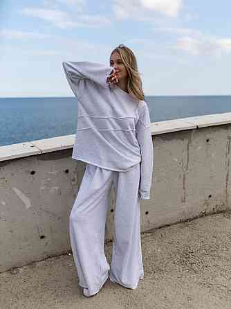 Женский стильный оверсайз костюм двойка: кофта и штаны турецкая трехнить петля пенье Меланж Одесса