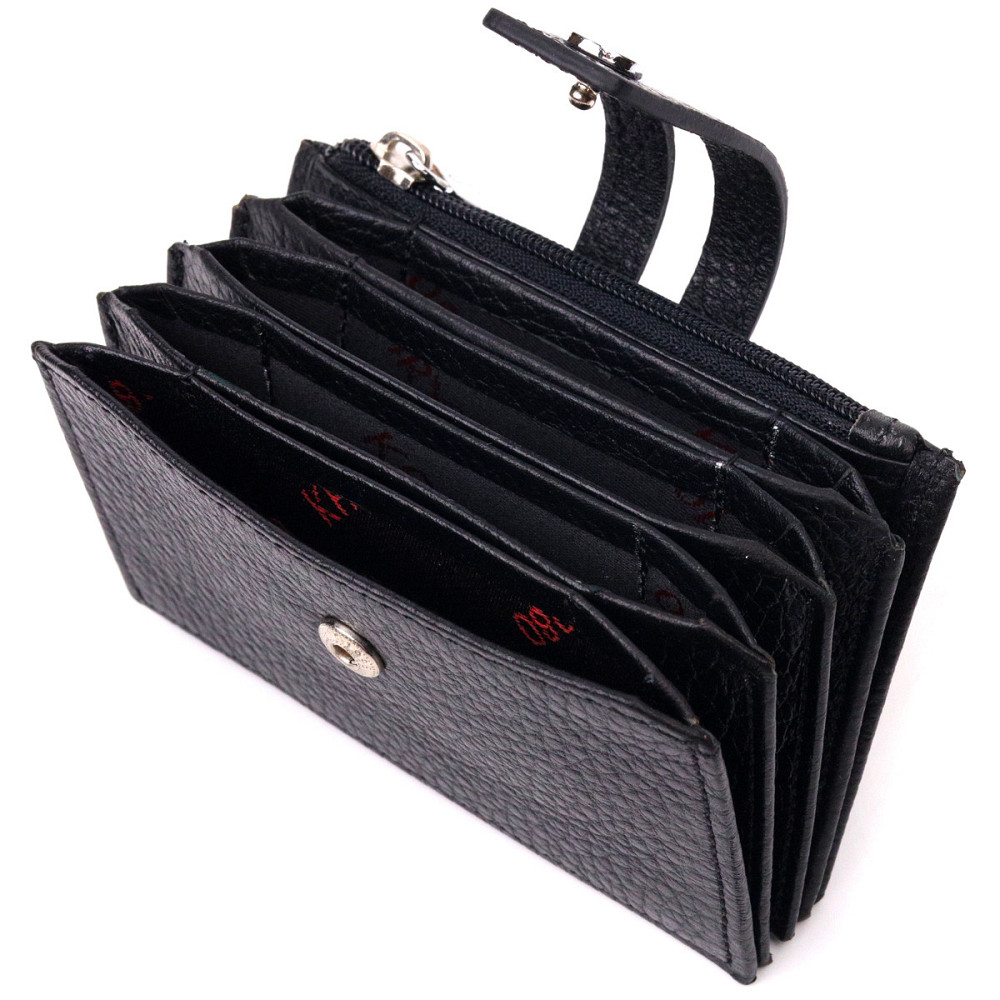 Практичный картхолдер из натуральной зернистой кожи KARYA 21332 Черный Киев - изображение 5