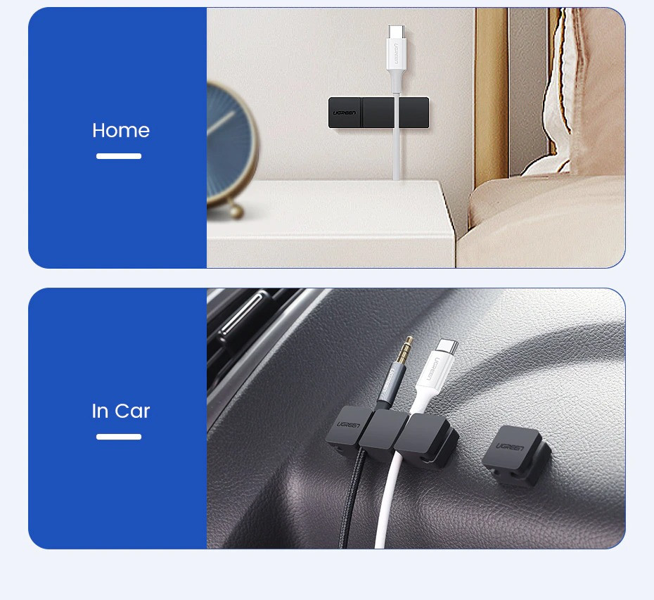 Органайзер для кабелів UGreen Cable Holder Clip Black (Чорний) Николаев - изображение 5