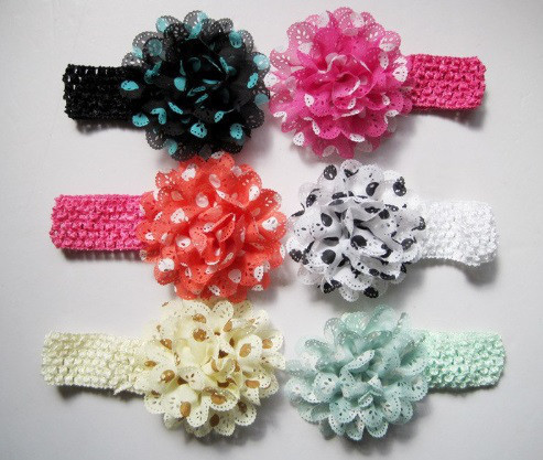 Пов'язка дитяча в горошок чорна - окружність 26-44см, квітка 10см Київ - фото 3