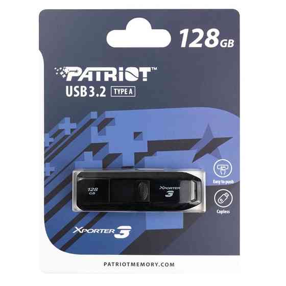 Флешка flash Patriot USB 3.2 Xporter 3 128GB, колір чорний PSF128GX3B3U Одеса