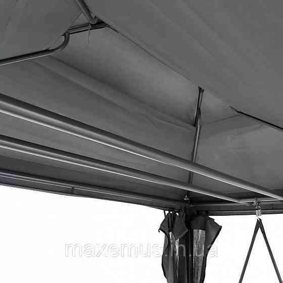 Садовые качели B0 02 с навесом подушками и москитной сеткой качели для сада и дачи серая Мостиська