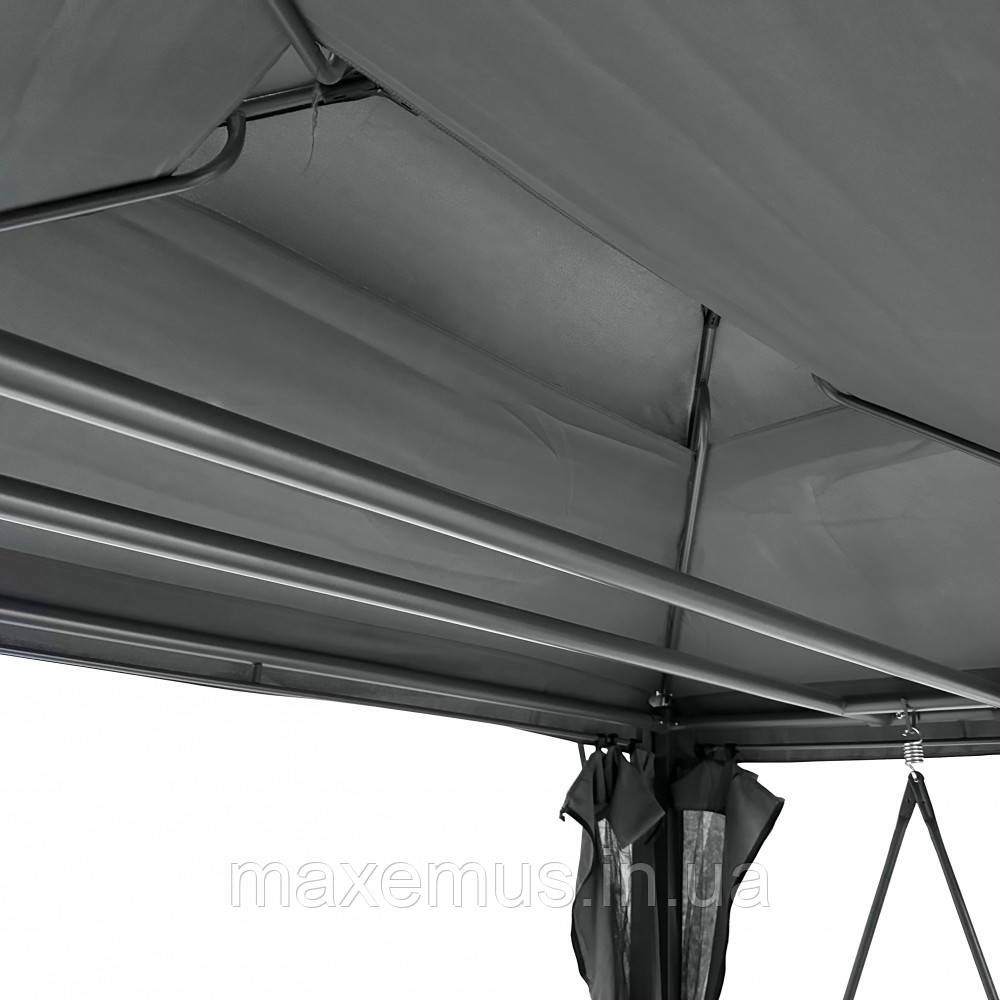 Садовые качели B0 02 с навесом подушками и москитной сеткой качели для сада и дачи серая Мостиска - изображение 3