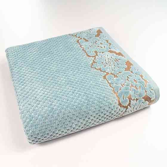Банное махровое полотенце 70x140см Damask Премиум качества Жаккардовое с велюром 550г/м2 (Мятный) Сумы