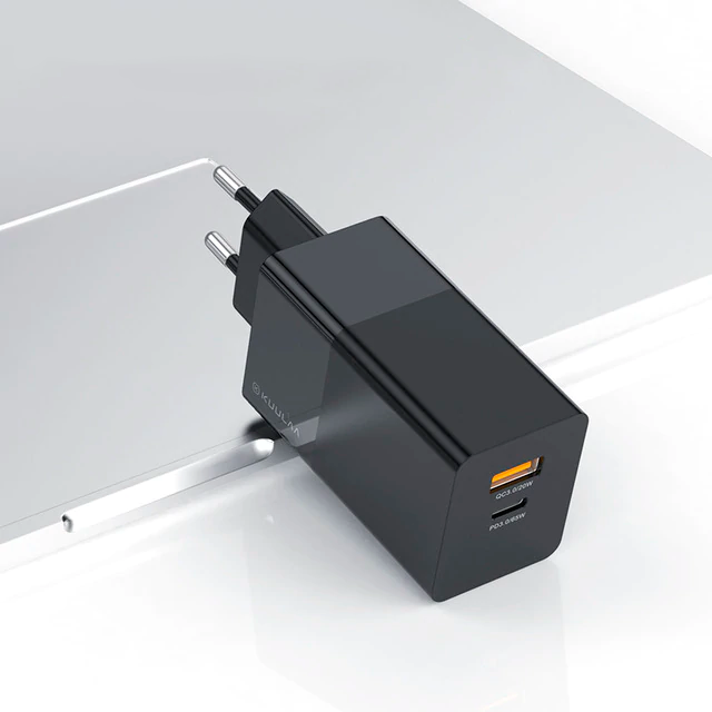 Зарядне KUULAA GaN QC4.0 Type-C+USB 65W EU black Київ - фото 1