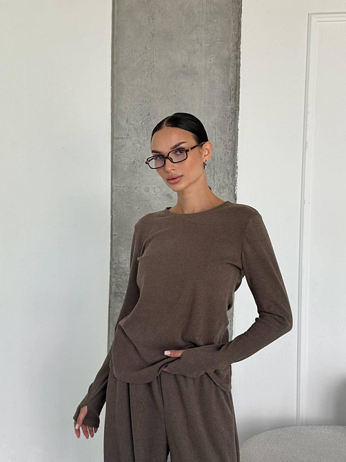 Женский теплый базовый костюм двойка из турецкого микрофлиса Мокко Одесса - изображение 4