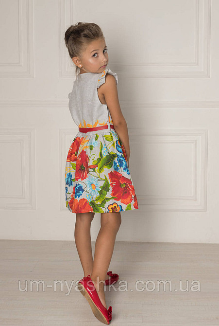 Дитяче українське плаття "Маки на сірому" Кривий Ріг - фото 3