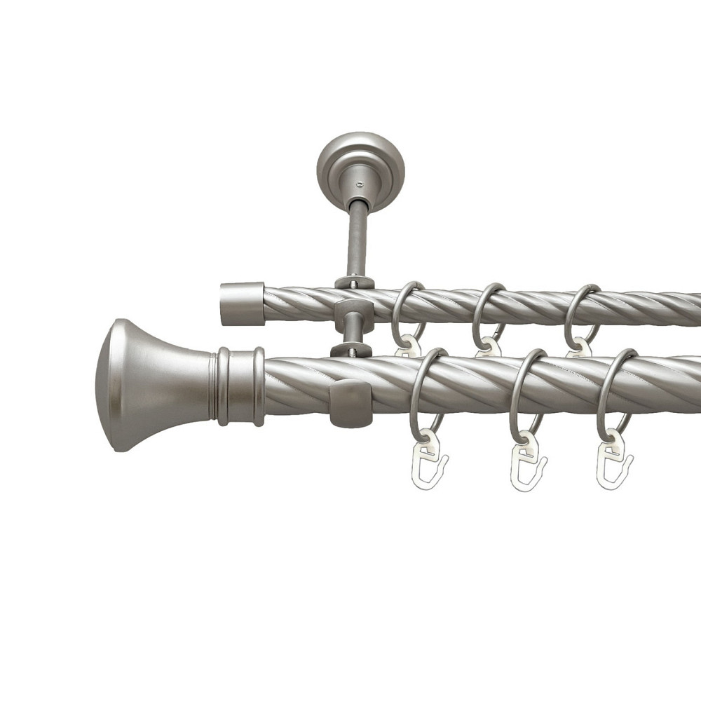 Карниз Orvit Люксор металевий дворядний відкритий скручена труба кільце металеве Сатин 25\16 мм 160 см (00-00023564) Львів - фото 1