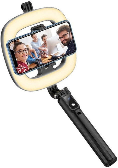 Селфі палиця кільцева HOSO LV03 Plus, штатив трипод Лампа Київ - фото 5