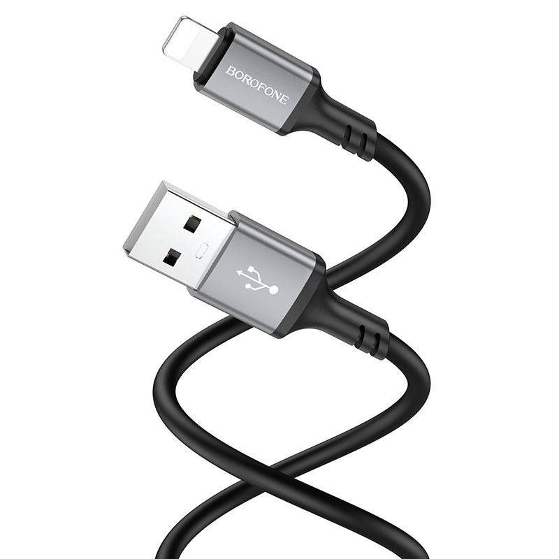 Кабель BOROFONE BX83 iP Famous silicone charging data cable Black Одесса - изображение 3
